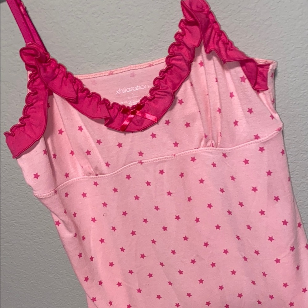 Y2k Bubble gum pink ruffled cami